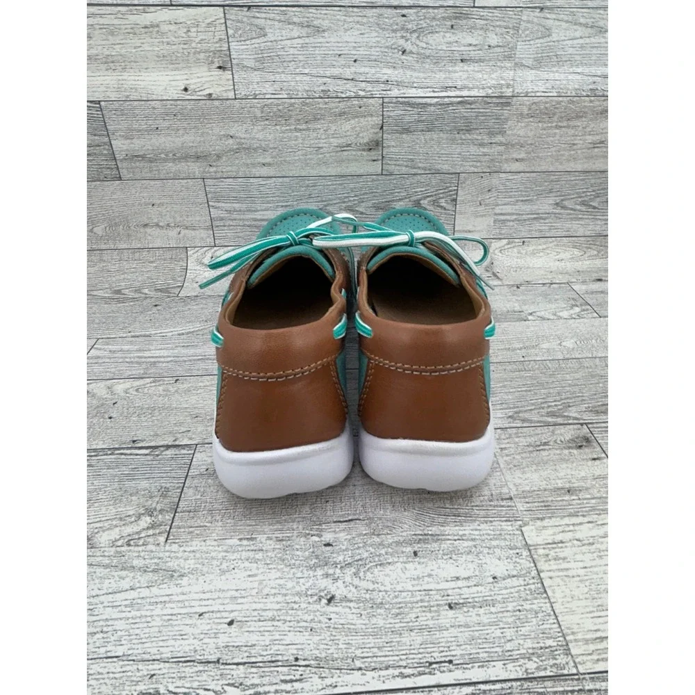 Clarks Collection Teal Suede Boat Shoes‎ Brown Leather Trim 7M 26100156